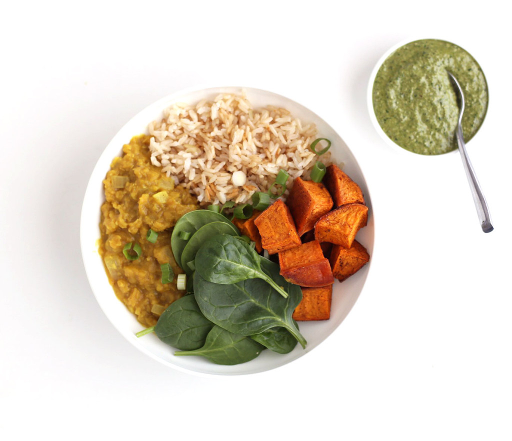 easy indian-style daal and rice bowls
