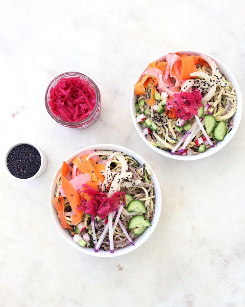 Almond-Sesame Soba Noodles With Pickled Veggies